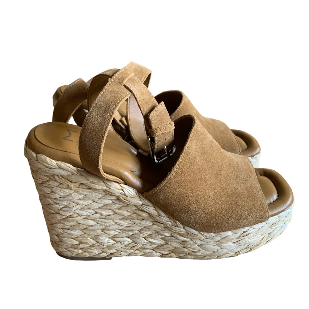 Mark Fisher Tan Suede Nelly Wedge Square Toe Ankle Buckle Platform Wedges Sz 8 - Picture 7 of 14